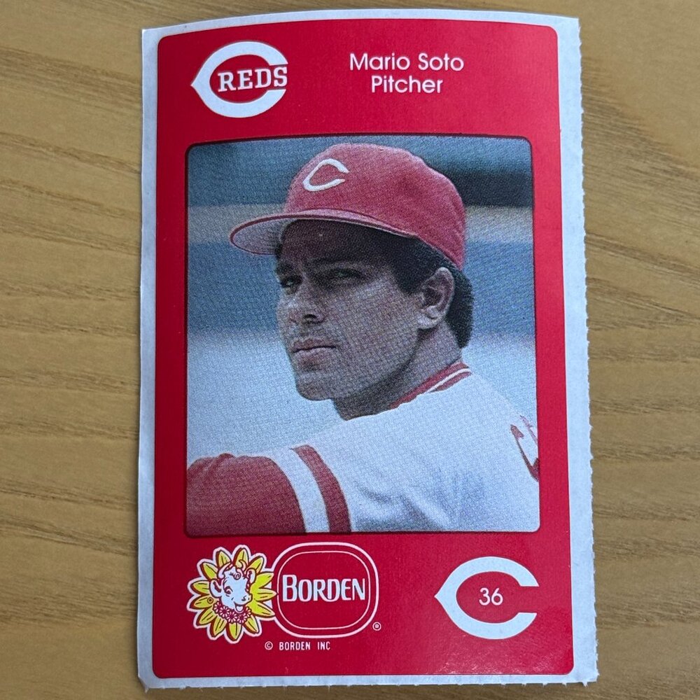 1984 Borden Dairy Sticker Mario Soto Super Rare Cincinnati Reds MLB Baseball